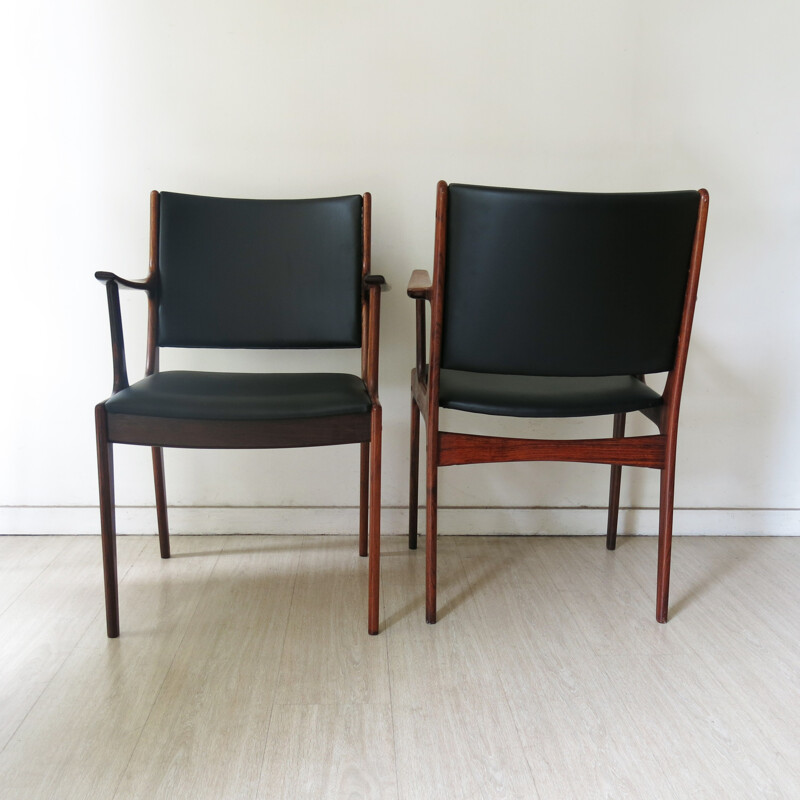 Uldum Mobelfabrik pair of armchairs in rosewood and leatherette, ANDERSEN - 1960s