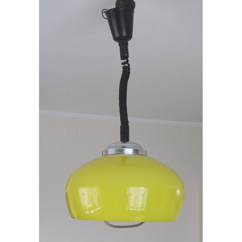 Vintage glass pendant lamp, 1970s