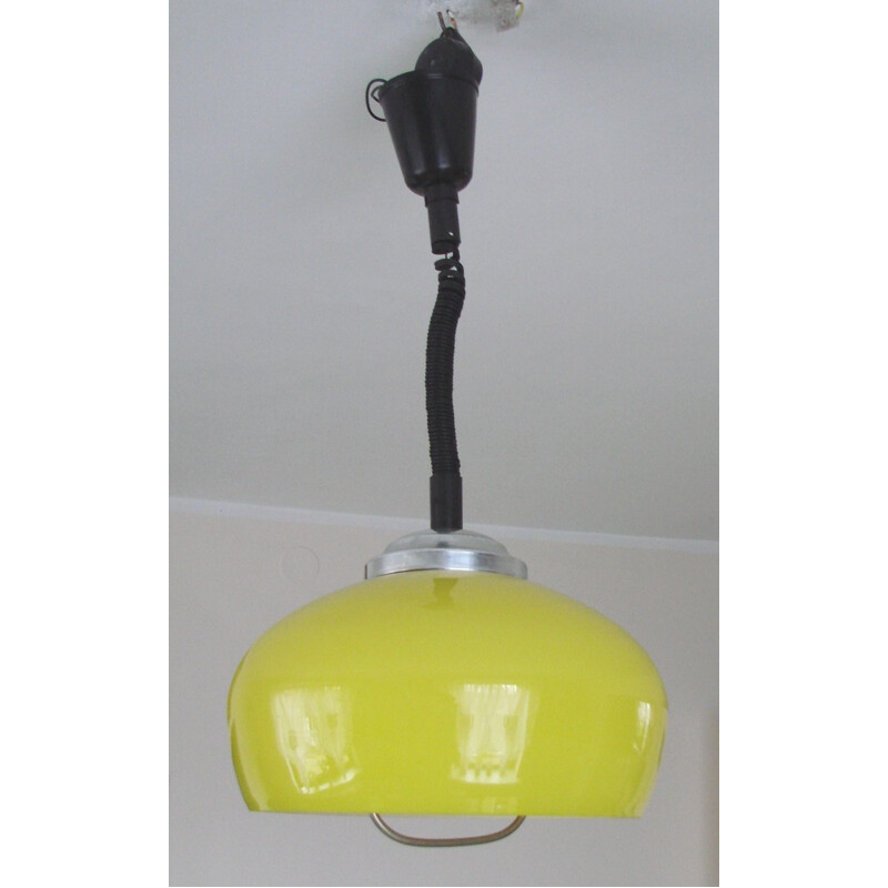 Vintage glass pendant lamp, 1970s