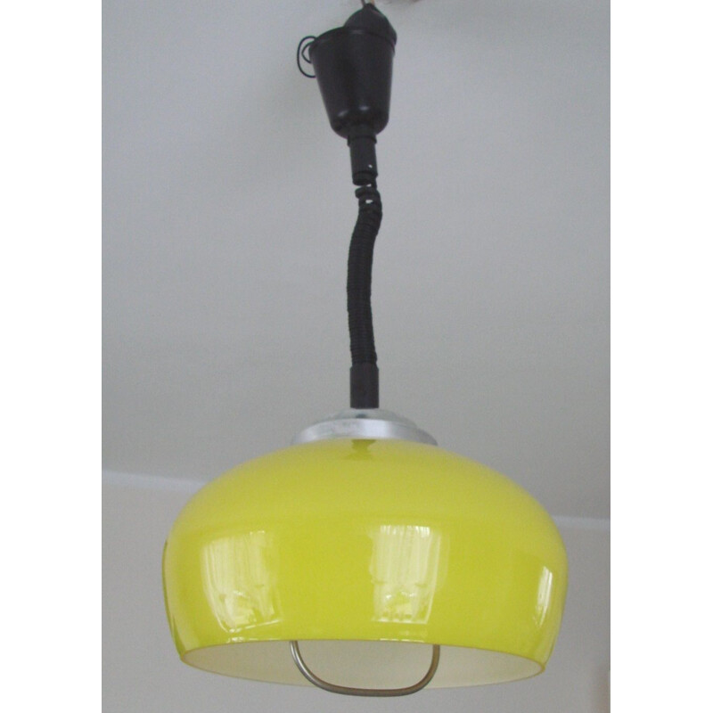 Vintage glass pendant lamp, 1970s