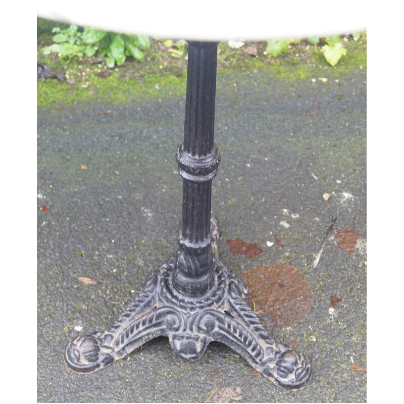 Vintage pedestal table in marble and cast iron, 1940s