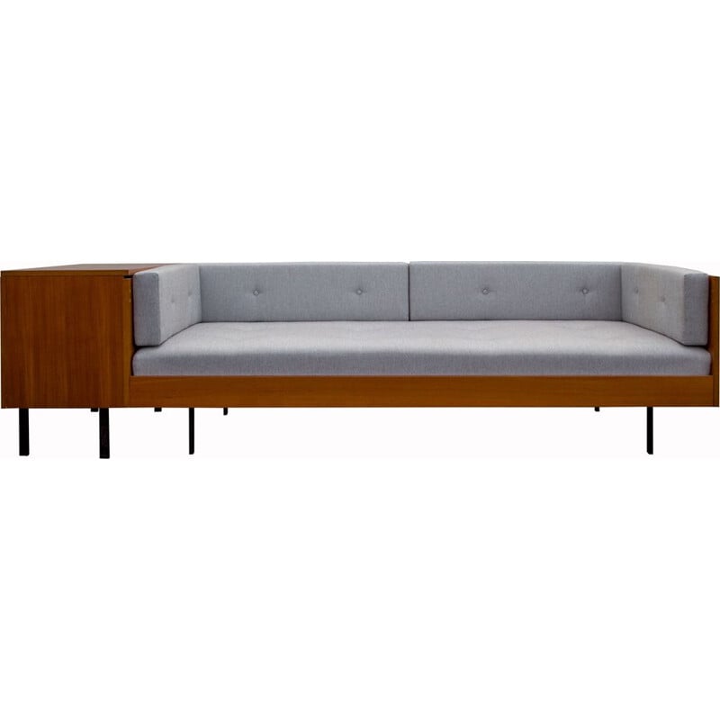 Vintage daybed in teak, metal and fabric, 1960s