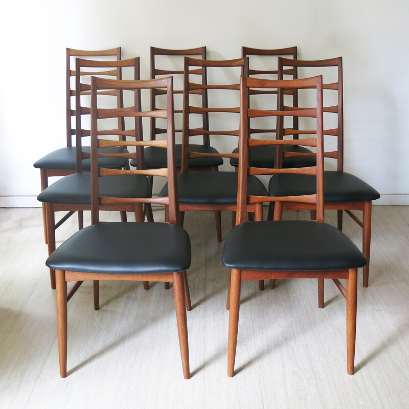 Set of 8 dining chairs in teak, Niels KOEFOED - 1960s