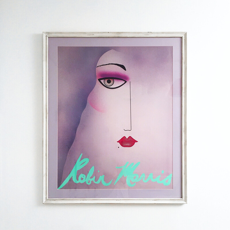 Vintage Art Deco Pink Poster By Robin Morris, 1980s 