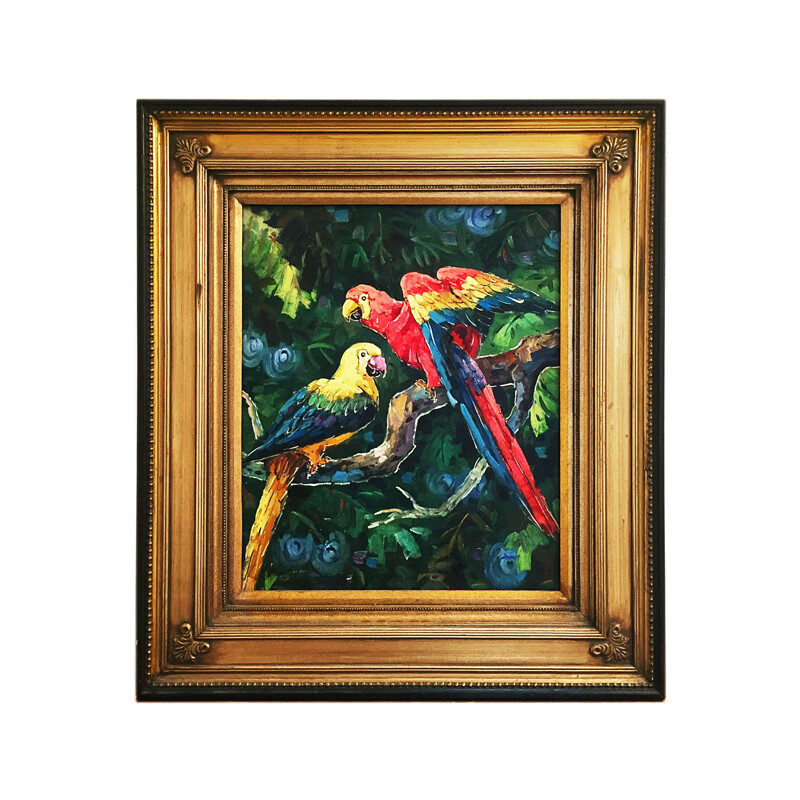 Vintage painting with wooden frame, United Kingdom 1990