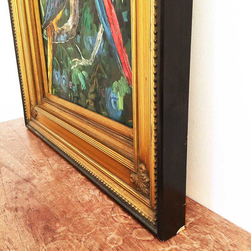 Vintage painting with wooden frame, United Kingdom 1990