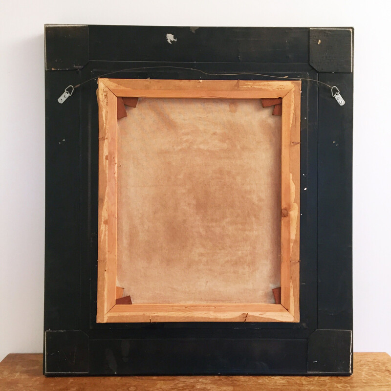 Peinture vintage avec cadre en bois, Royaume-Uni 1990