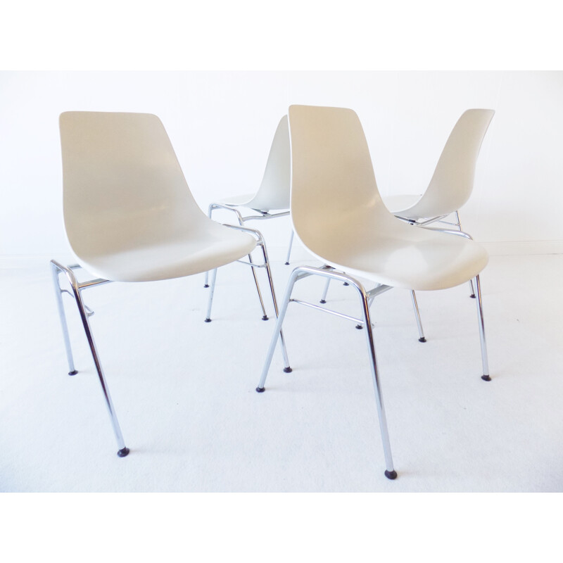 Ensemble de 4 chaises vintage en fibre de verre de Georg Leowald pour Wilkhahn, 1960