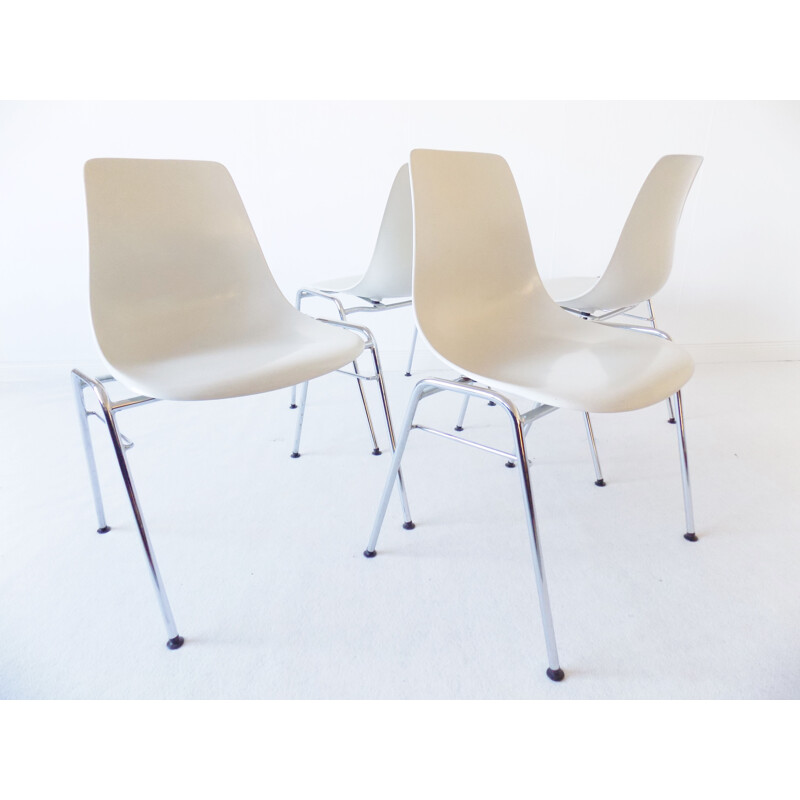 Set of 4 Fiberglas chairs by Georg Leowald for Wilkhahn, 1960s