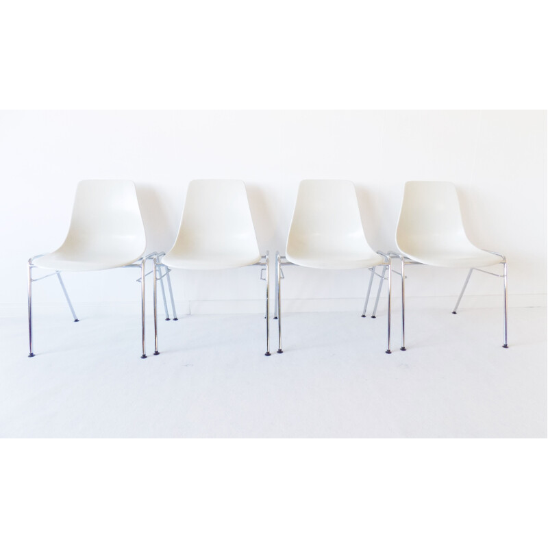 Set of 4 Fiberglas chairs by Georg Leowald for Wilkhahn, 1960s