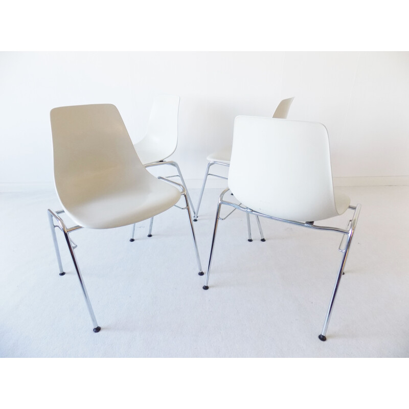 Set of 4 Fiberglas chairs by Georg Leowald for Wilkhahn, 1960s