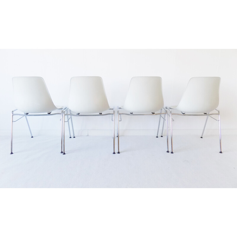 Set of 4 Fiberglas chairs by Georg Leowald for Wilkhahn, 1960s