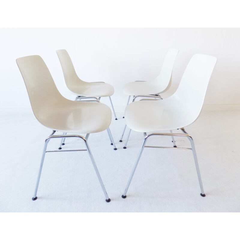 Set of 4 Fiberglas chairs by Georg Leowald for Wilkhahn, 1960s