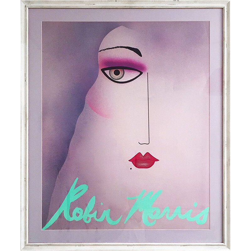 Vintage Art Deco Pink Poster By Robin Morris, 1980s 
