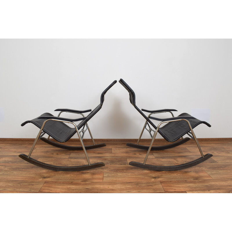 Paire de chaises berçantes japonaises vintage par Takeshi Nii 1950