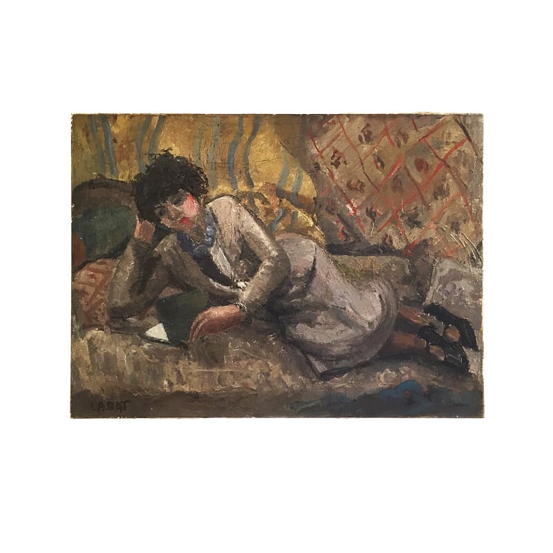 Art Deco Impressionist Woman Reading By Fernand Labat, Oil On Canvas 