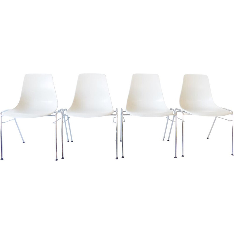 Set of 4 Fiberglas chairs by Georg Leowald for Wilkhahn, 1960s