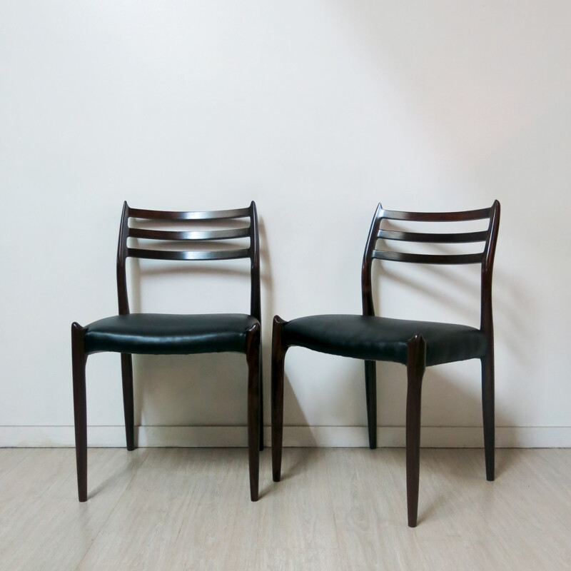 Set of 6 dining chairs in rosewood, Niels O. MOLLER - 1960s