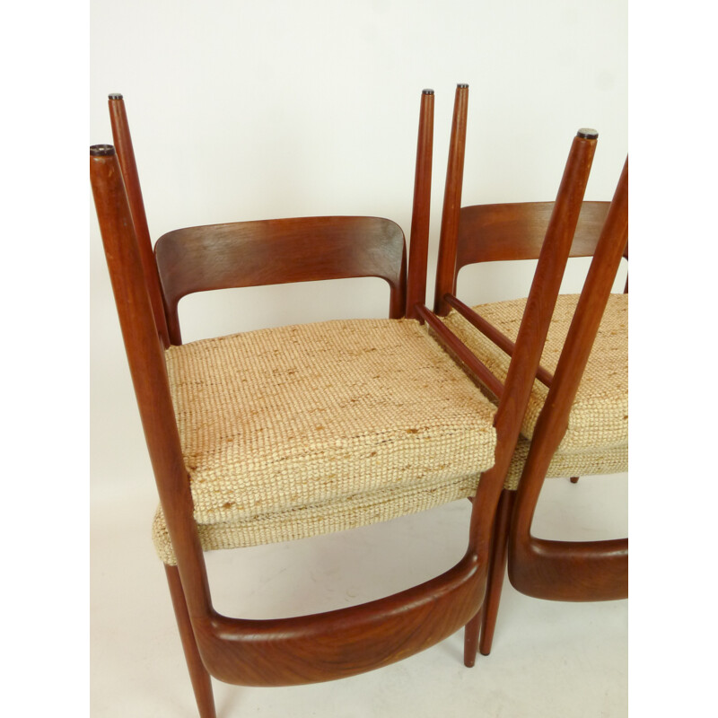 J.L Moller "75" set of 4 chairs, Niels MOLLER - 1950s