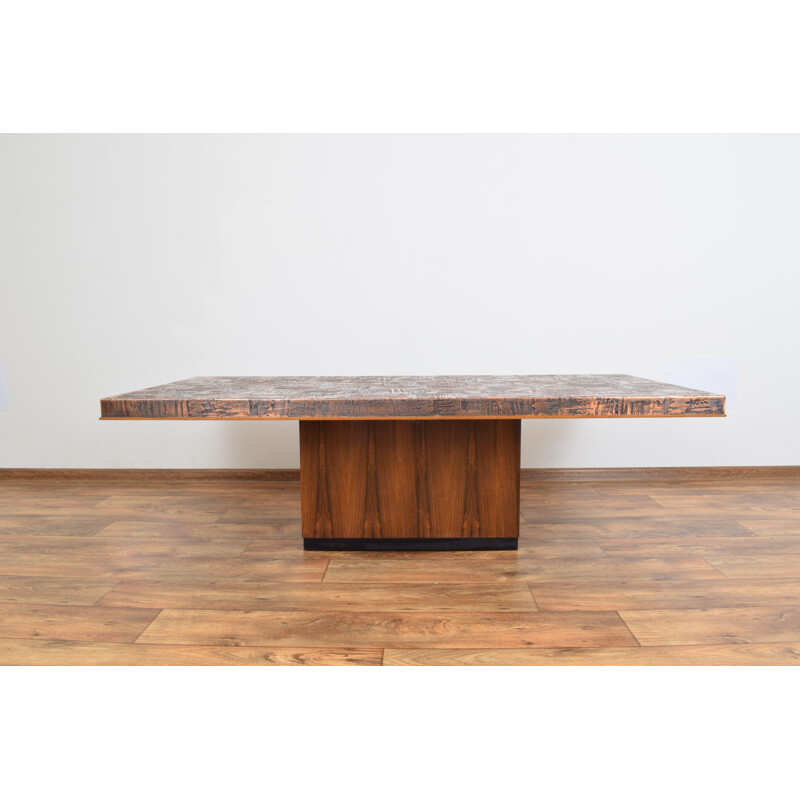 Vintage Copper and Rosewood Coffee Table by Heinz Lilienthal, 1970