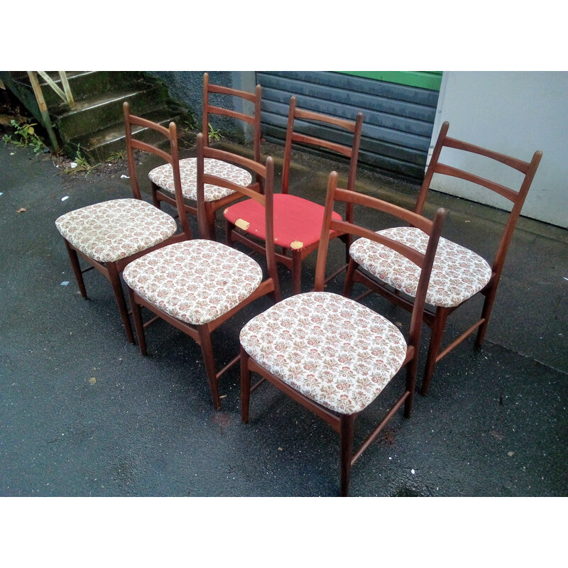 Ensemble de 6 chaises de salle à manger vintage danoises 