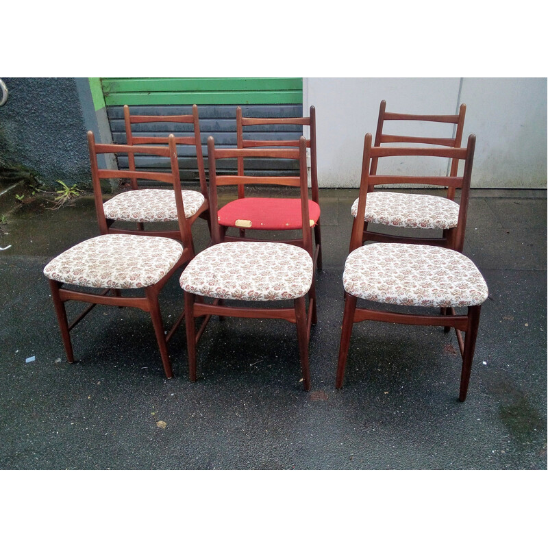 Set van 6 vintage Deense eetkamerstoelen