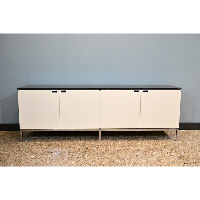 Vintage Florence Knoll Credenza In Ivory White And Black Marquina Marble, 1961