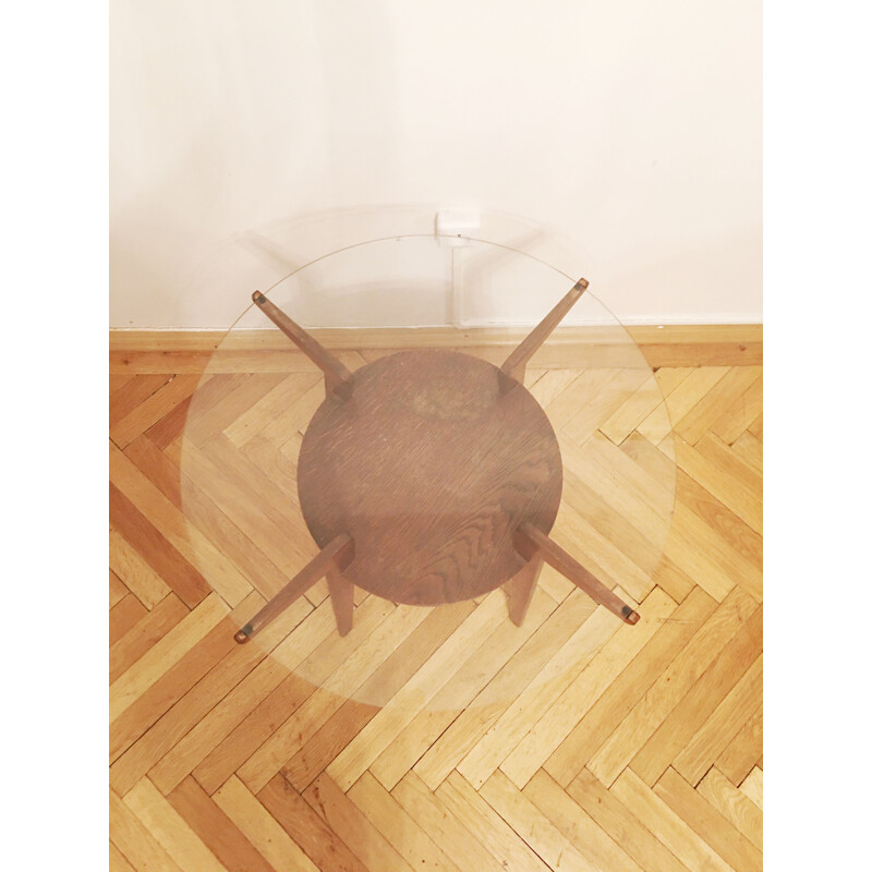 Table basse ronde vintage par Karel Kozelka et Antonin Kropacek, Tchécoslovaquie 1940