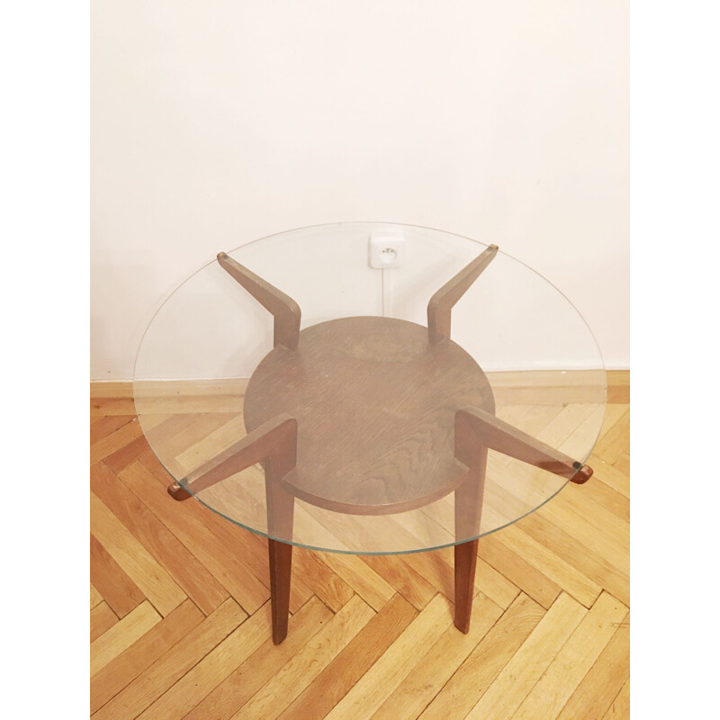 Vintage round coffee table by Karel Kozelka and Antonin Kropacek, Czechoslovakia 1940