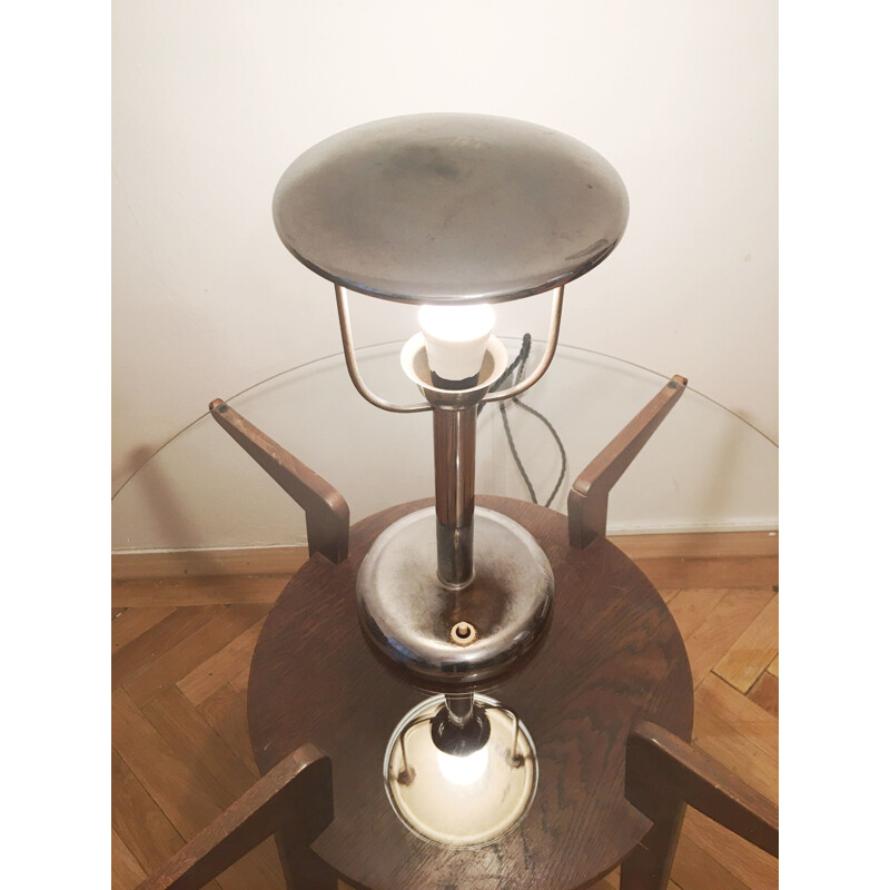 Lampada da tavolo Art déco in acciaio di Napako, anni '30