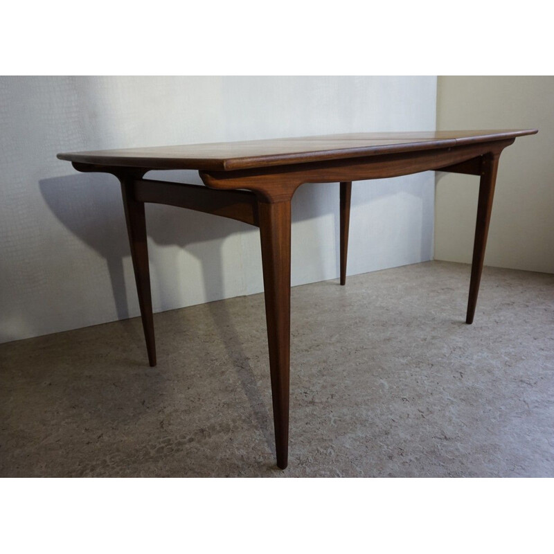 Vintage extendable teak dining table by Louis van Teeffelen for Webe 1960s