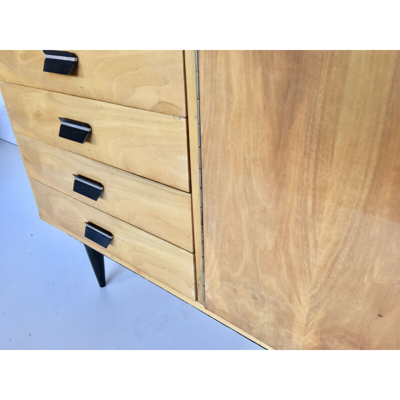 Vintage sycamore wood sideboard, 1950