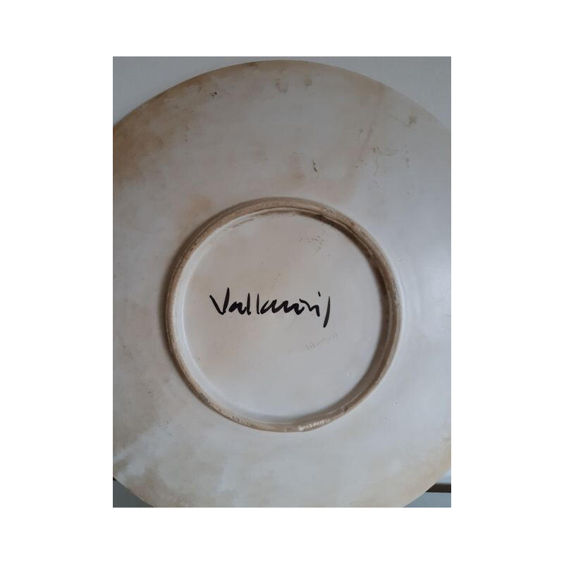 Vintage Vallauris plate with an incised decoration by François Ré from 1960