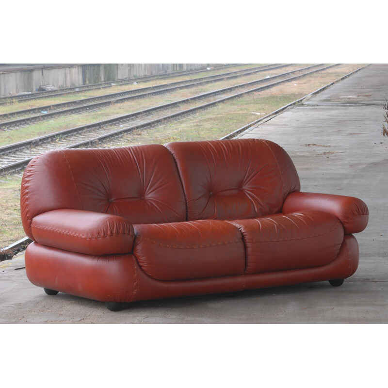 Vintage brown leather 2 seater sofa