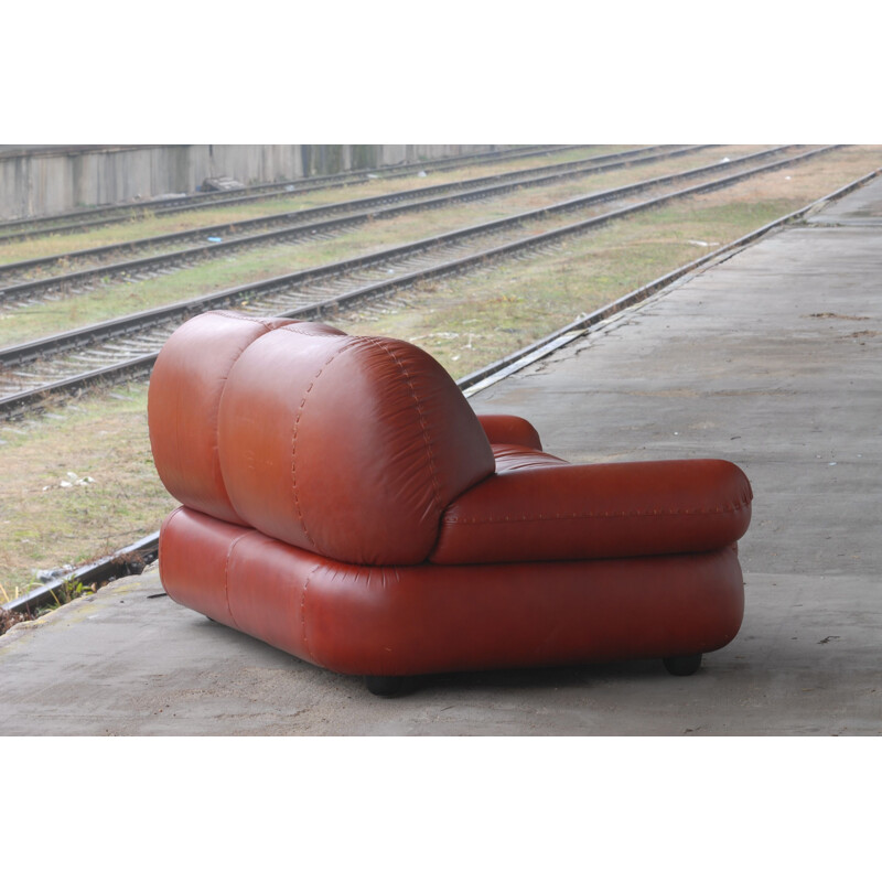 Vintage brown leather 2 seater sofa