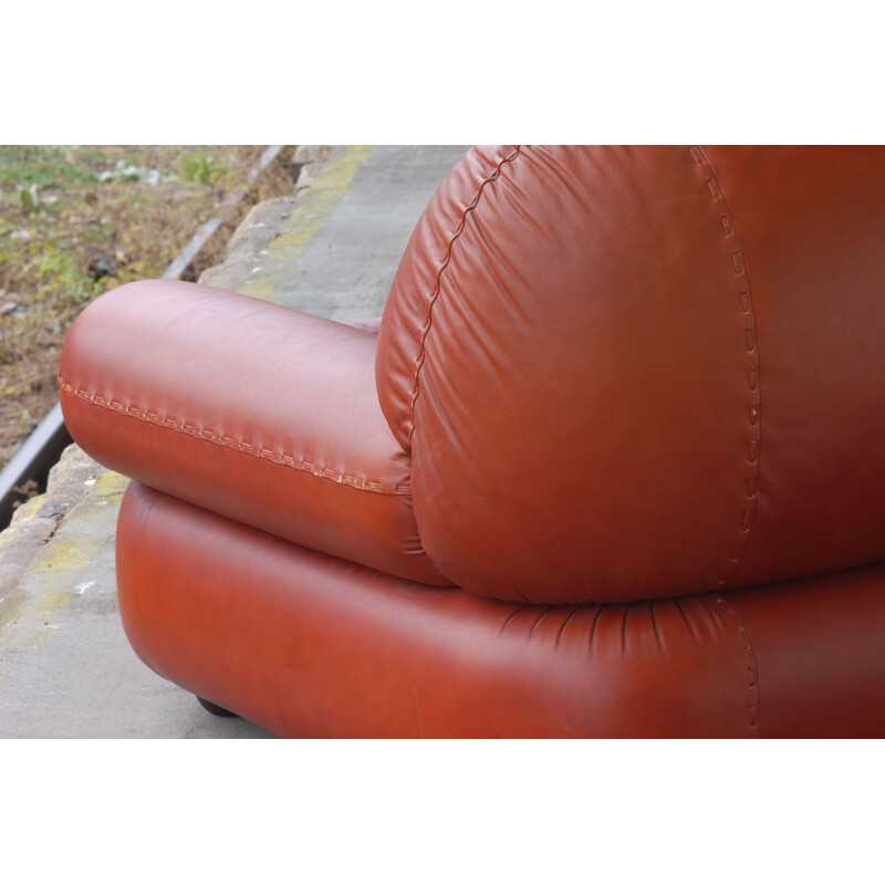 Vintage brown leather 2 seater sofa