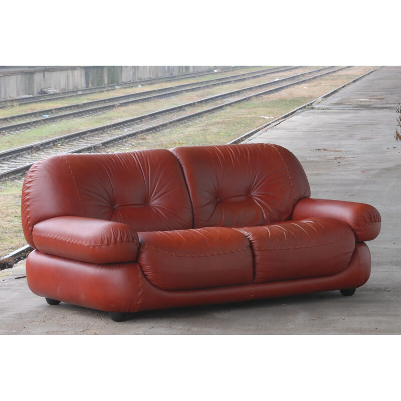 Vintage brown leather 2 seater sofa
