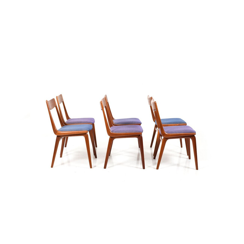 Vintage set of 6 Boomerang Teak Chairs by Alfred Christensen