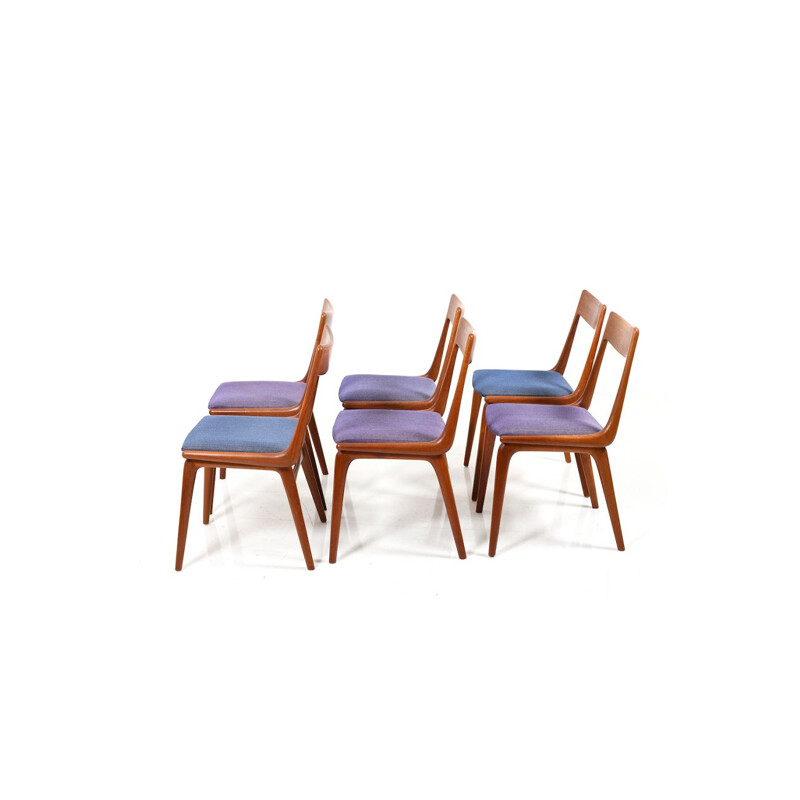 Vintage set of 6 Boomerang Teak Chairs by Alfred Christensen