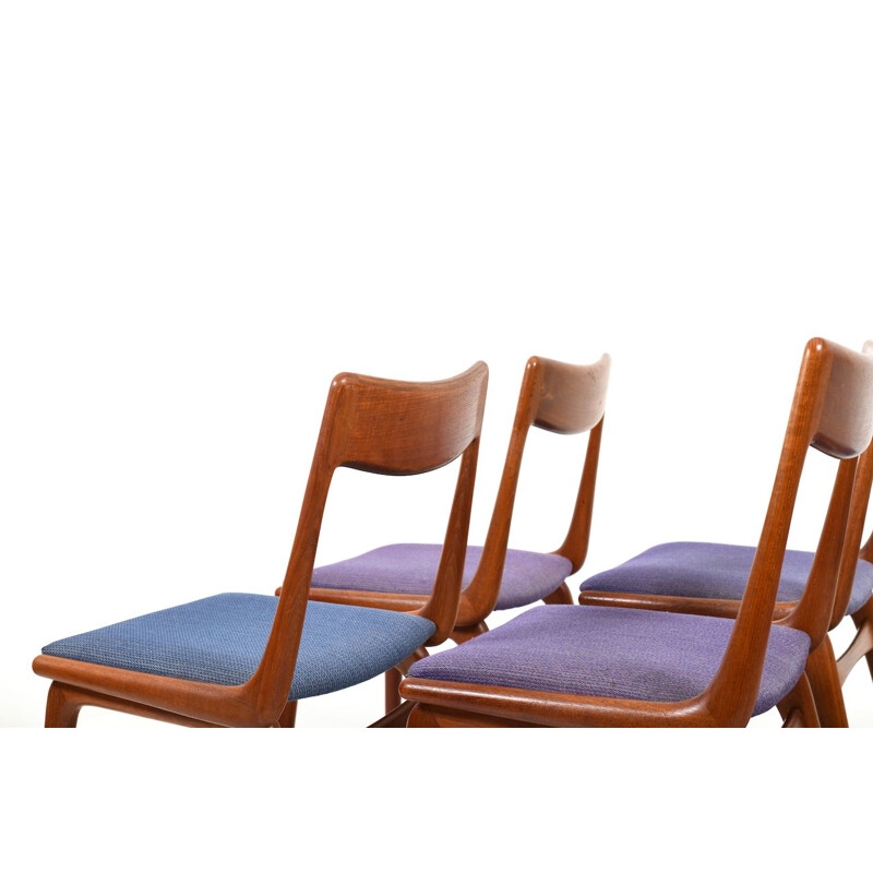 Ensemble vintage de 6 chaises Boomerang en teck par Alfred Christensen