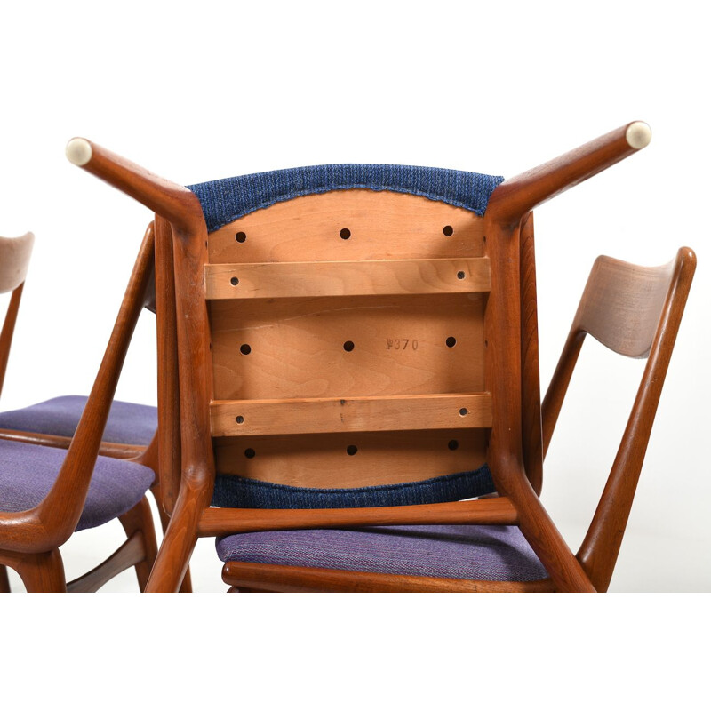 Vintage set of 6 Boomerang Teak Chairs by Alfred Christensen