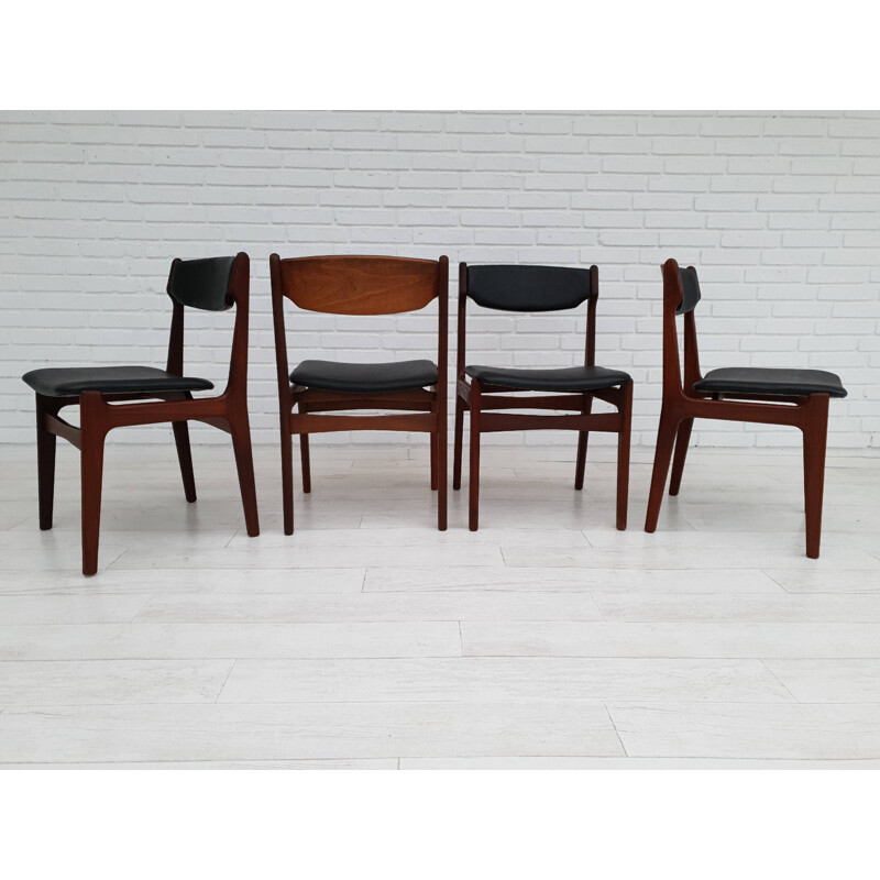 Set of 4 vintage chairs with teak frame, Denmark, 1970s