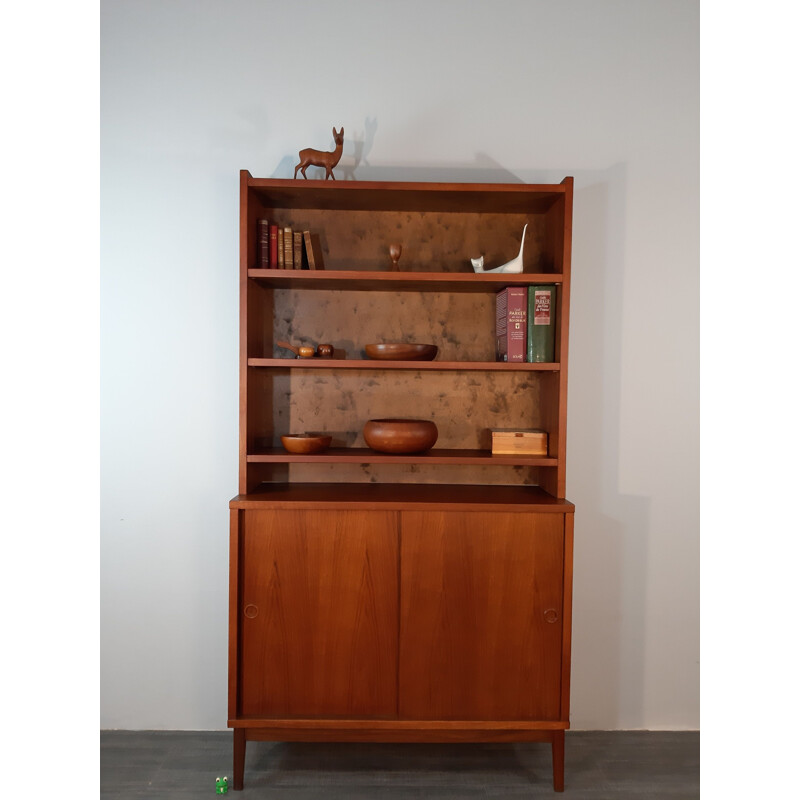 Vintage teak bookcase by PLYFA, Sweden, 1950s