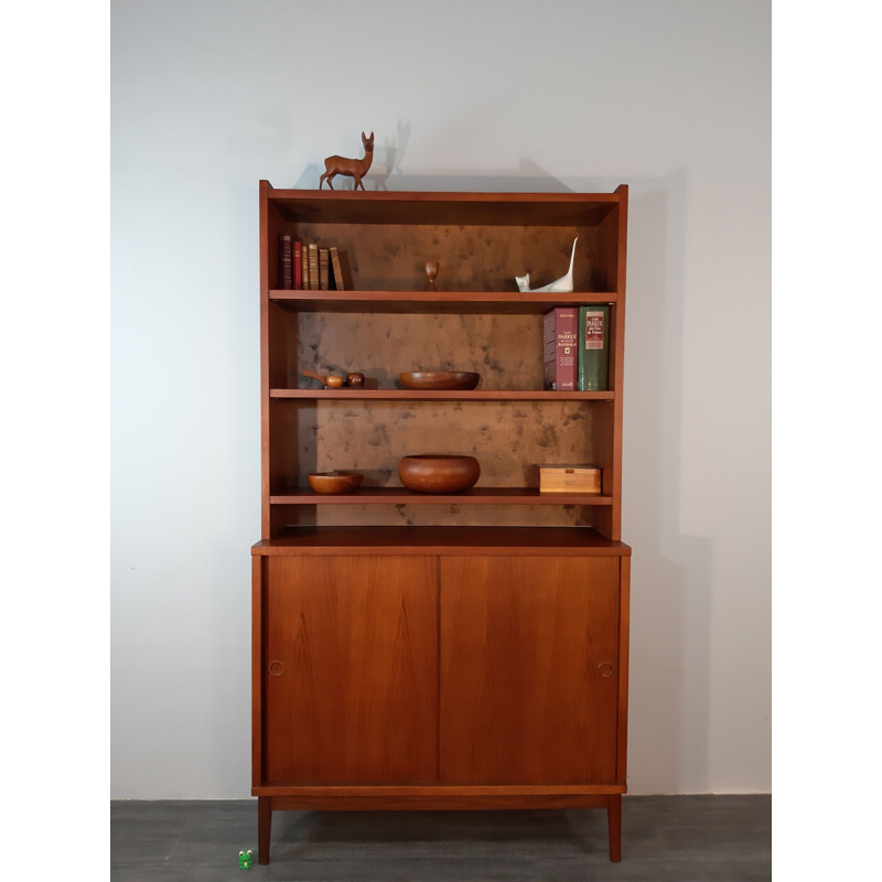 Vintage teak bookcase by PLYFA, Sweden, 1950s