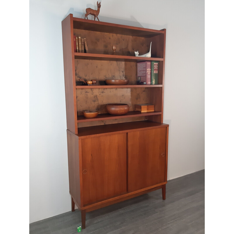 Vintage teak bookcase by PLYFA, Sweden, 1950s