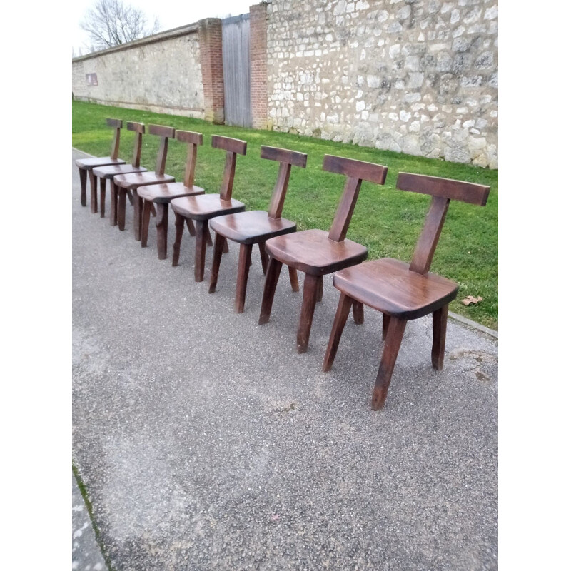 Set of 8 vintage brutalist chairs