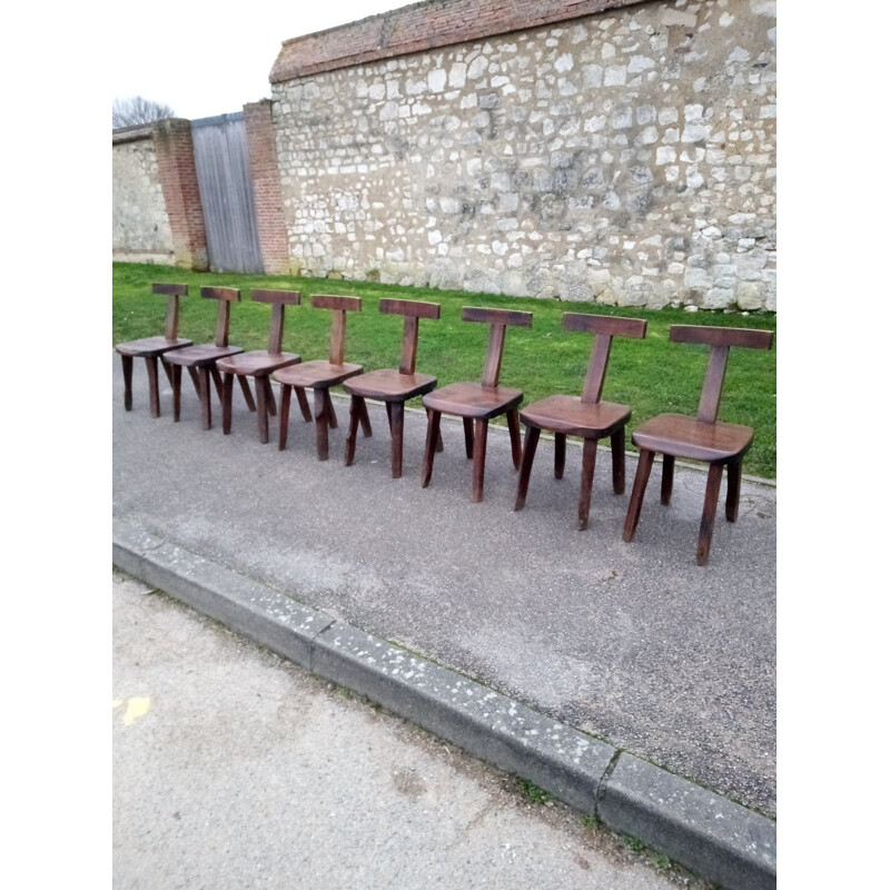 Set of 8 vintage brutalist chairs