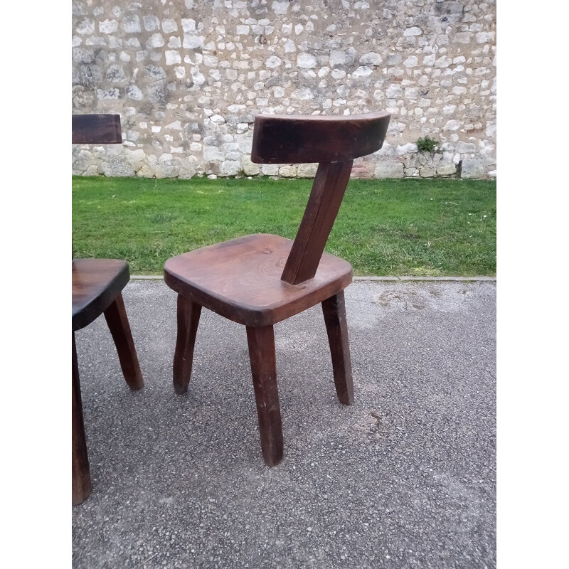 Set of 8 vintage brutalist chairs