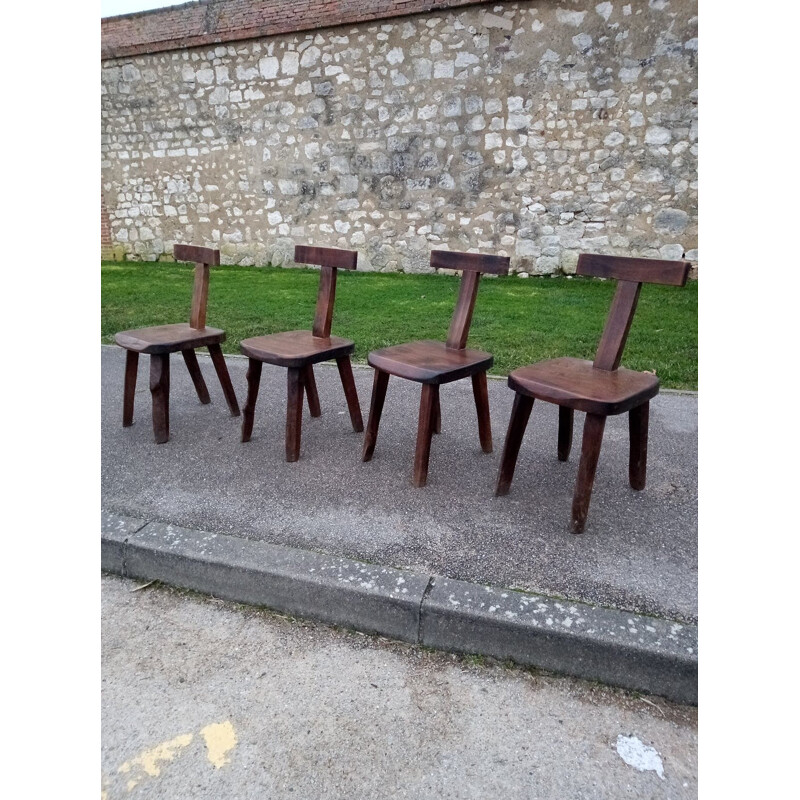 Set of 8 vintage brutalist chairs