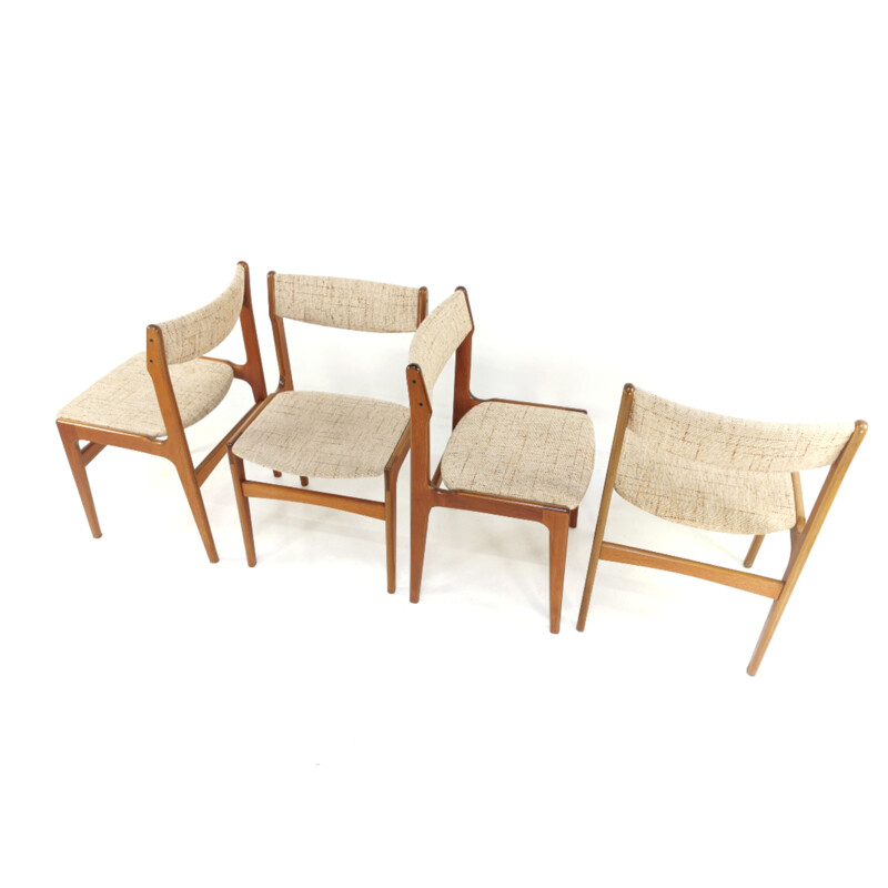 Set of 4 vintage Teak Dining Chairs by Erik Buch, Denmark